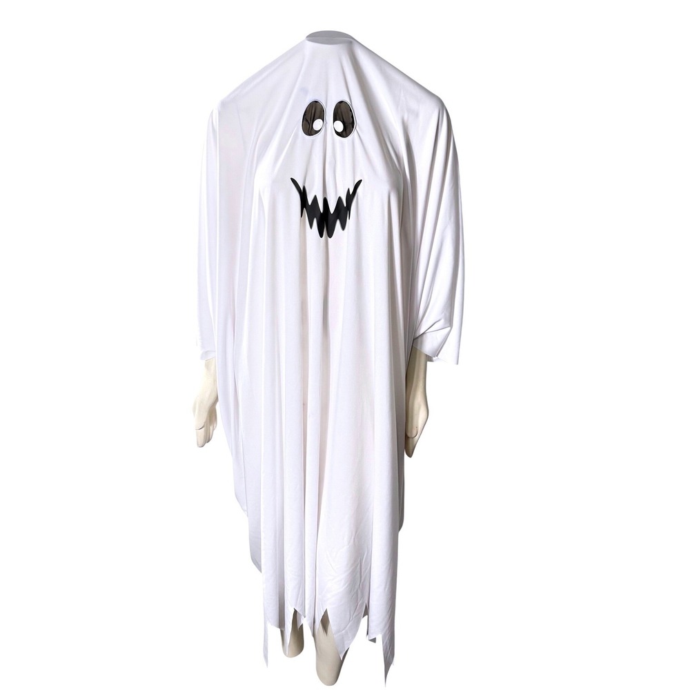 Spirit Halloween Classic White‎ Ghost Costume Adults Halloween Cloak Spooky Face
